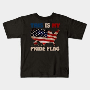 This Is My Pride Flag USA American Patriotic 4th of July Kids T-Shirt